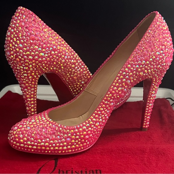 Christian Louboutin Barbie Pink Swarovski Crystal Rhinestone Heels Size 36.5 - Picture 5 of 8